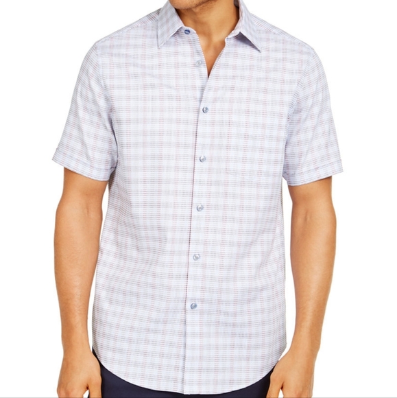 Tasso Elba Other - Tasso Elba Mens Cotton Window Pane Button-Down Shirt